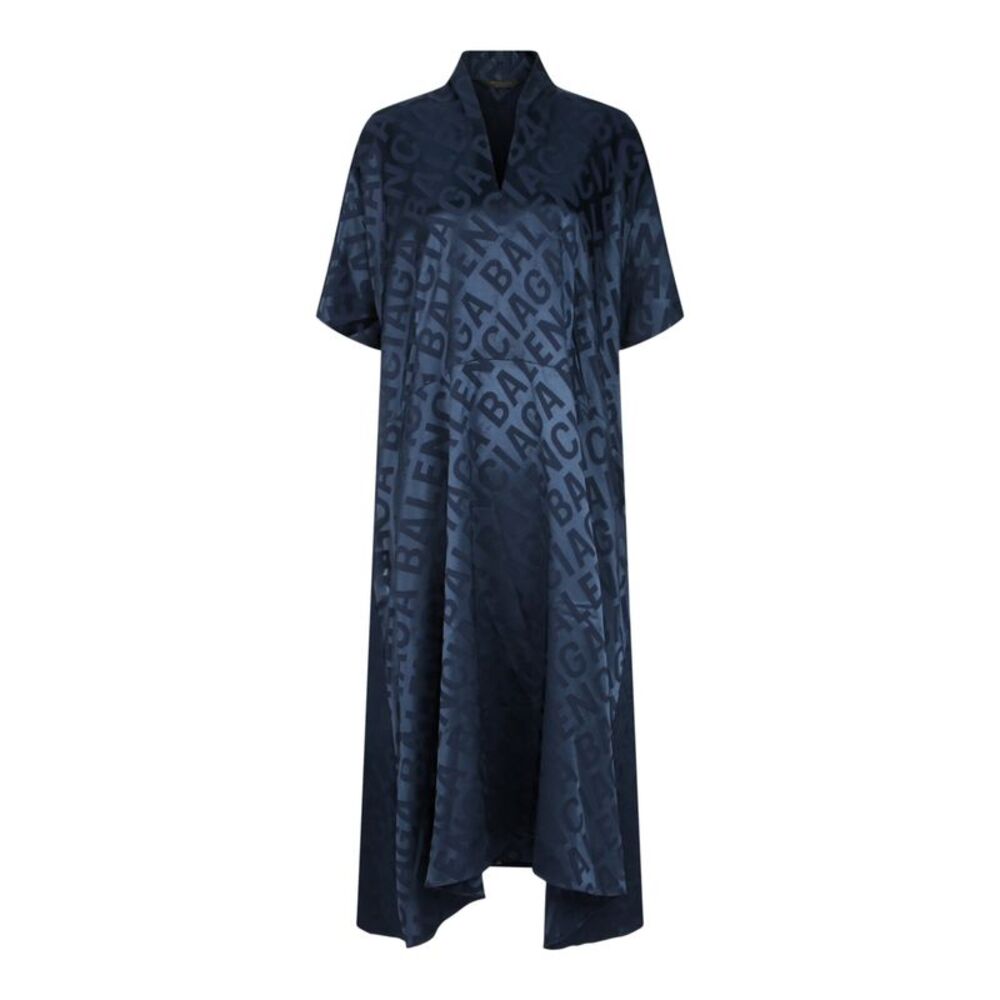 Balenciaga Allover Logo-Letter Oversized Dress Blue Womens